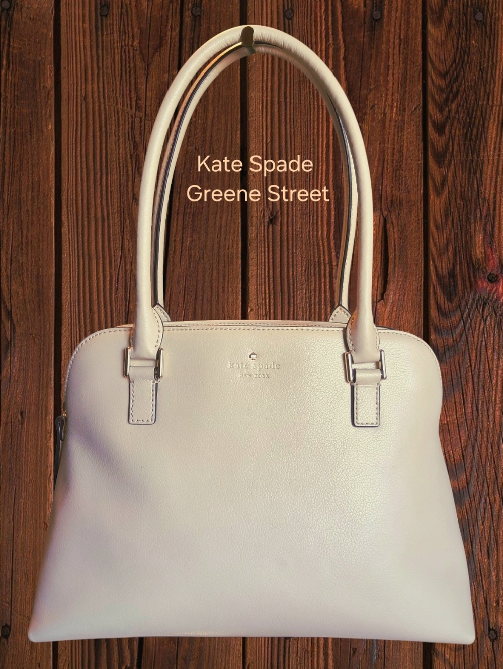 Kate Spade Greene Street Leather Dome Satchel Shoulder Bag — Bone